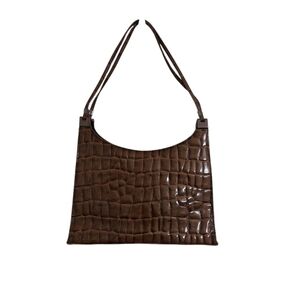 Esprit Dark Brown Crocodile-Pattern Shoulder Bag
